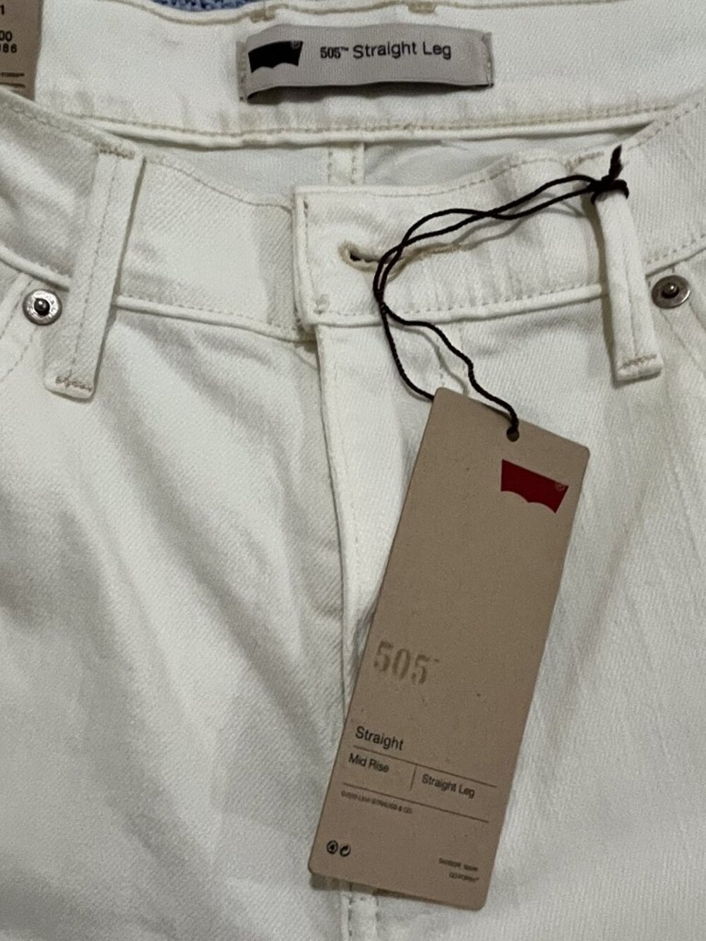 NWT Levi's 505 Midrise Straight Leg White Jeans size 10M